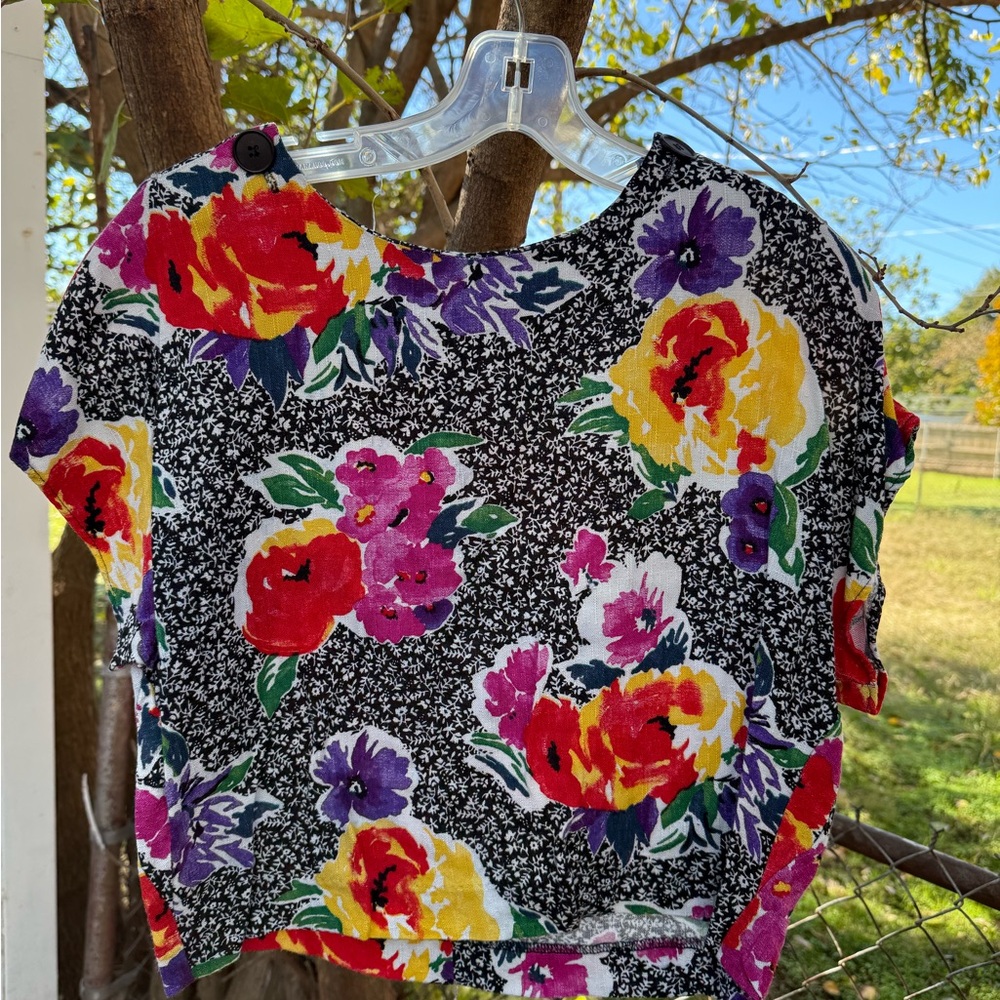 Floral Black Top